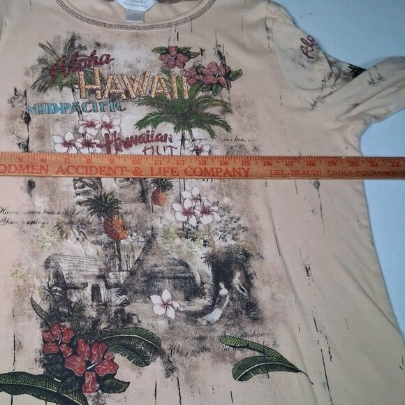 CJ Banks Hawaii Shirt Plus Size 1X Y2K Aloha Polynesian All Over Print Tiki - Picture 3 of 16